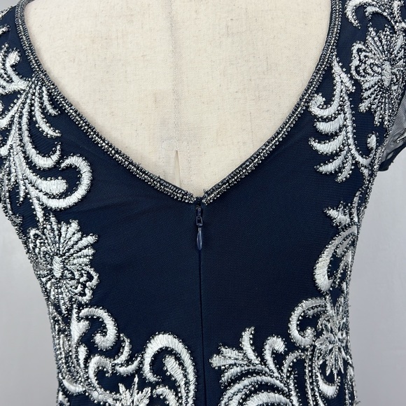 Aidan Mattox Beaded Patterned Blue and White Dress - Picture 7 of 9